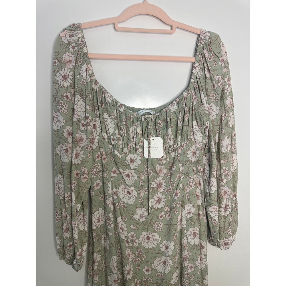 NWT Altard State Jessica Floral Midi Dress Milkmaid Coquette Cottage Green XL - Picture 4 of 14